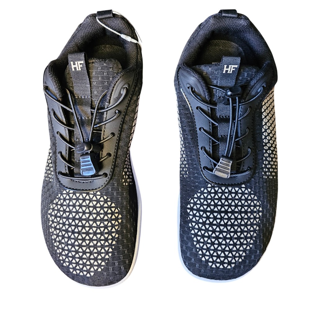 Hike Footwear HF-Cloud Barefoot Shoes Black White Mesh Sneakers Mens 8 Womens 10